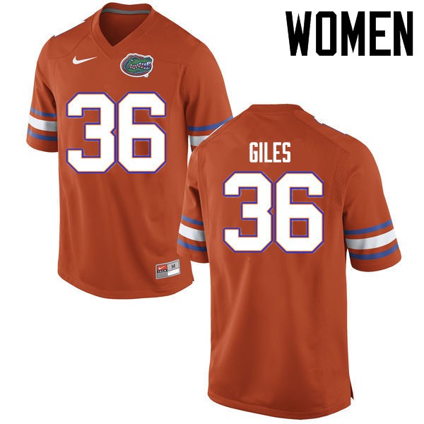 Florida Gators Women #36 Eddie Giles College Football Jerseys Orange